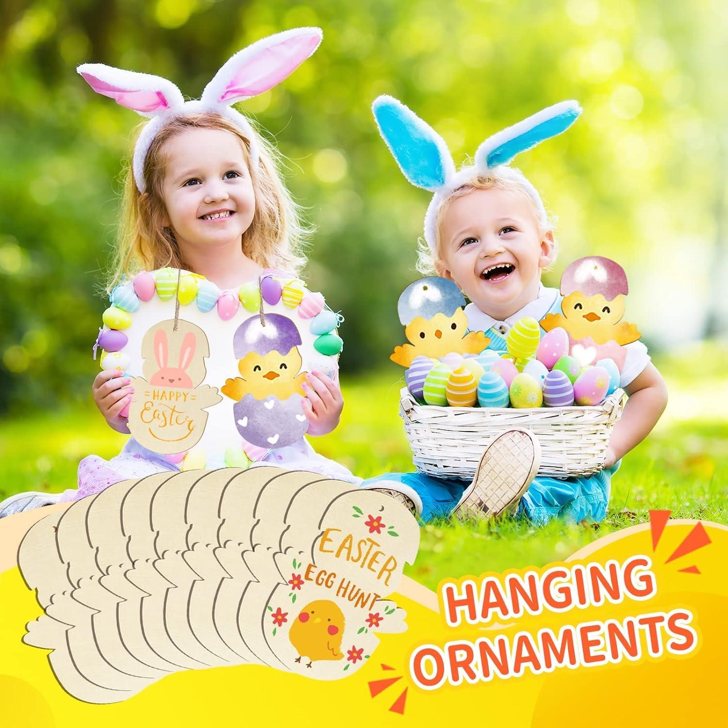 Curious Button 5 Pieces Unfinished Wooden Chicken Style Hanging Ornament for DIY Home Decoration, MDF Cutouts, Perfect Wooden Cutouts for Home Decor, Charming Wooden Hanging Ornaments (7x5.2IN) - Haoser